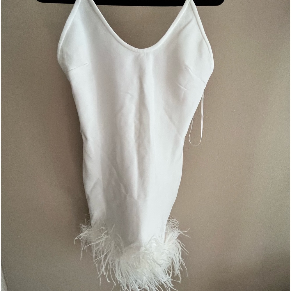 White Feather Bodycon Dress *NWT*